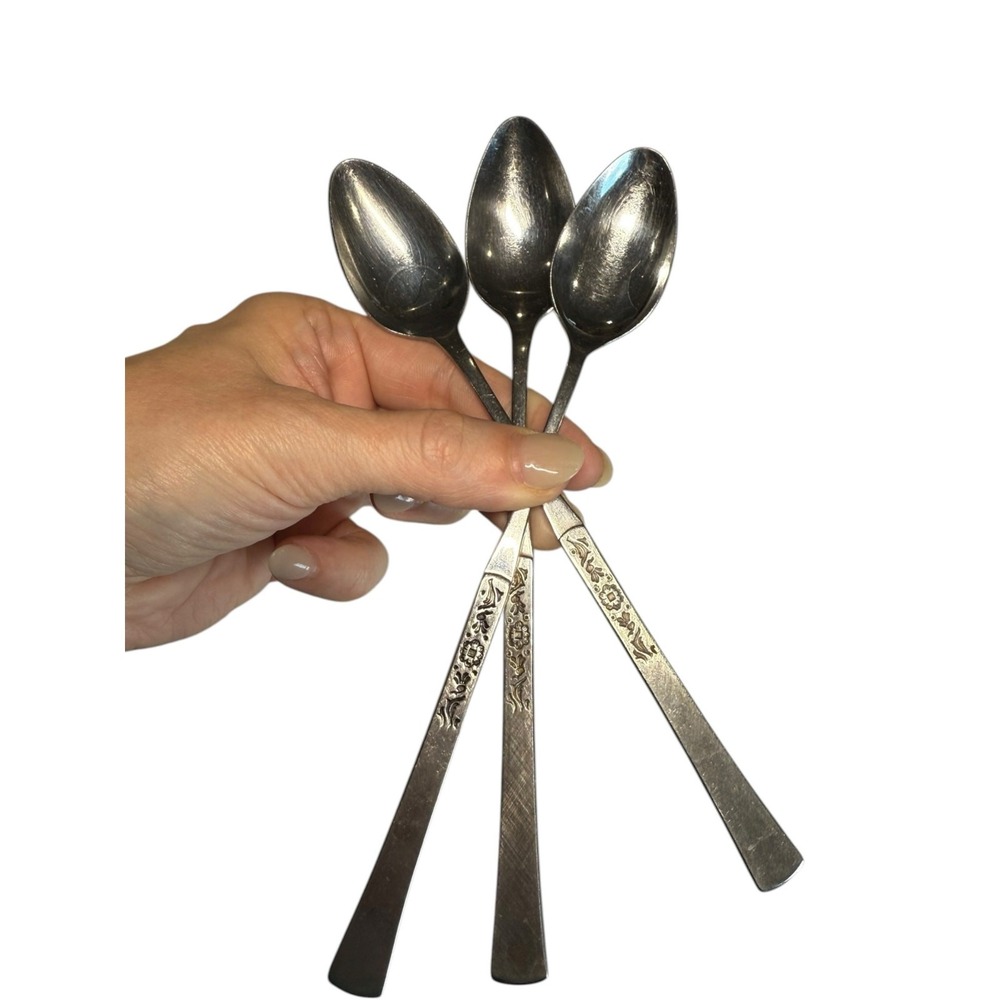 Ekco Eterna Cantina Iced Tea Spoons 3 Stainless Steel‎ Japan Vintage Long Handle